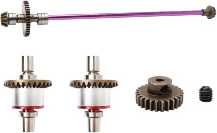 Metal Differential & Main Drive Shaft Upgraded Set Replacement Spare Parts Accessories Compatible with WLtoys 1/12 Scale 124016 124017 124018 124019 RC Car Upgrade Parts (Purple)