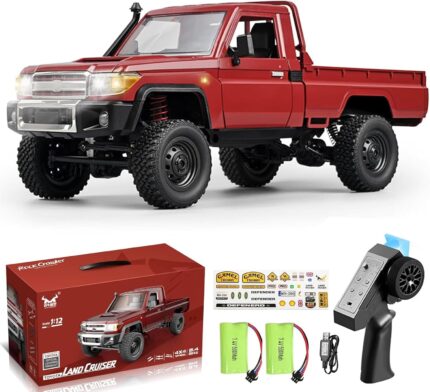 RC Crawler, 1:12 Scale MN82 RC Crawler, 4WD LC79 Land Cruiser Rock Crawlers with Lights, Speed Adjustment, Servo, Tires 2.4Ghz RTR RC Rock Truck for Teens Adults(Red)