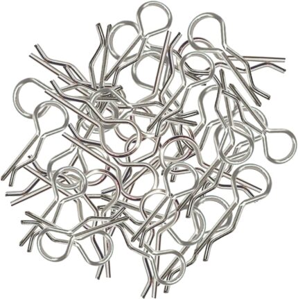 100pcs Universal RC Body Clips Pins for All 1/8 1/10 1/12 Scale Traxxas Redcat HPI Himoto HSP Exceed RC Car Truck Crawler (Silver)